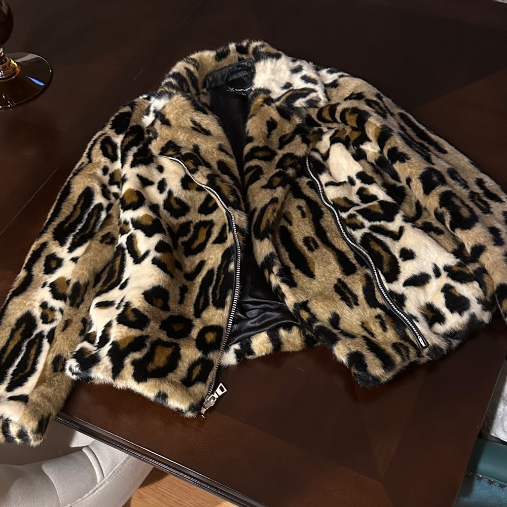 INC International Concepts Animal Print Teddy Jacket